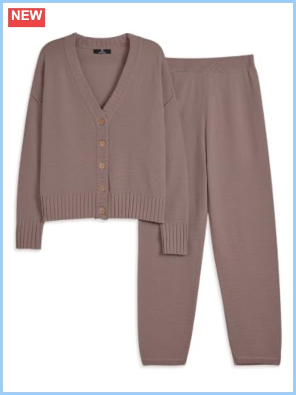 Women's 2-Piece Sweater Lounge Set Acrylic Cotton Cardigan & Tapered Pants